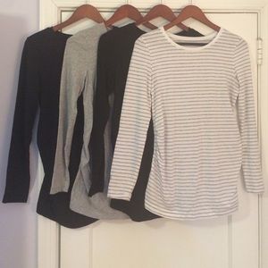 Lot of 4 Gap Maternity long sleeve shirts.