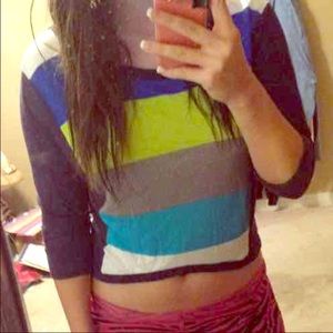 Stripped crop top shirt