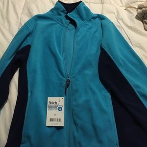 Blue stretchy fleece zip up