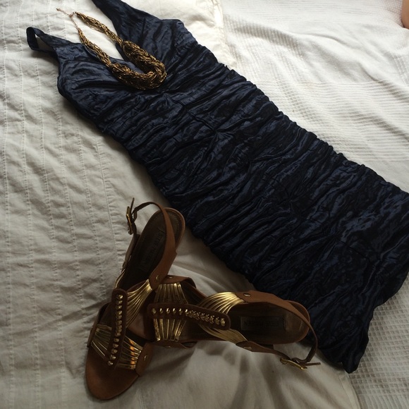 Navy blue binding dress