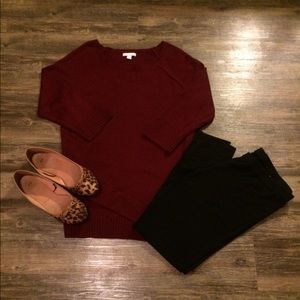 Wine Asymmetrical Sweater Tunic