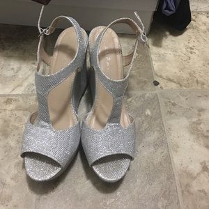 Grey/ silver sparkly wedges.