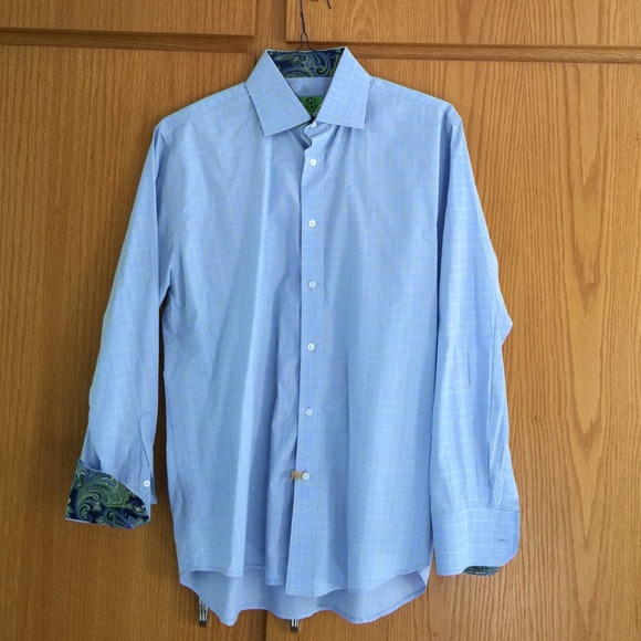 Bristol & Bull Other - Bristol & Bull blue/lime plaid button down shirt L