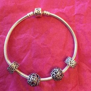 FINAL💰-Pandora Bracelet Authentic W Charm-worn 1x