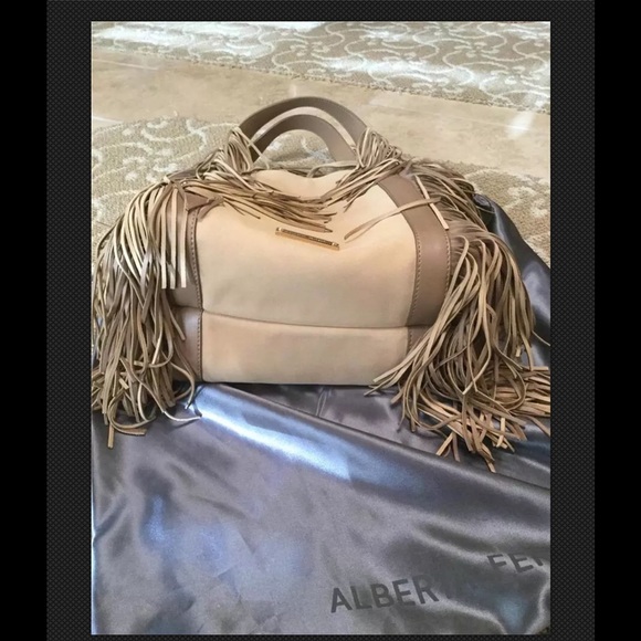 NEW ALBERTA FERRETTI SUEDE & LEATHER FRINGE TOTE - Picture 2 of 4