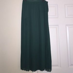 Forest Green Pleated Maxi Skirt