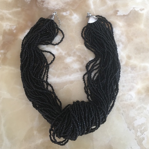 Black Bead Knot Statement Necklace - Picture 1 of 2