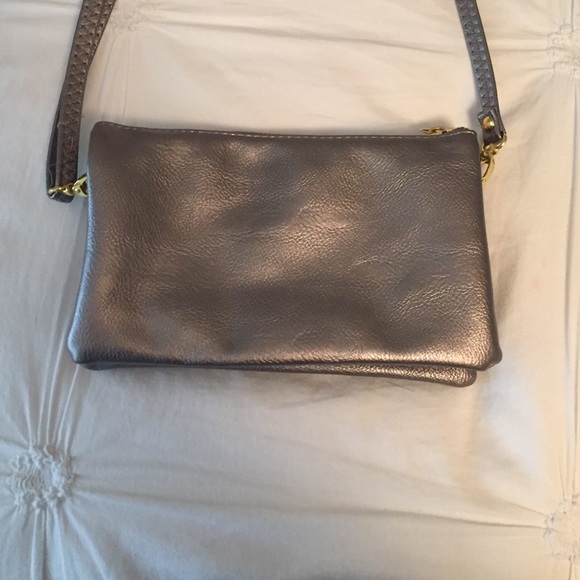 Gray metallic crossbody bag