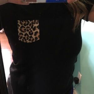 black Victoria Secret Pink cheetah pocket tee