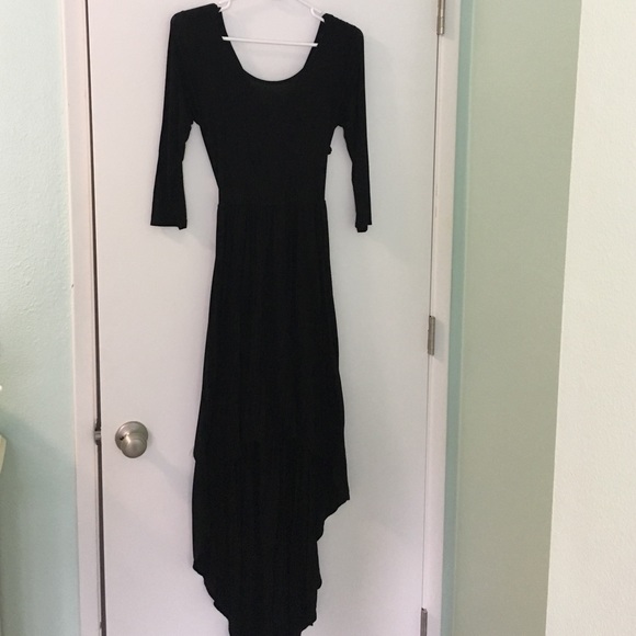 Black high-low dress with criss cross back