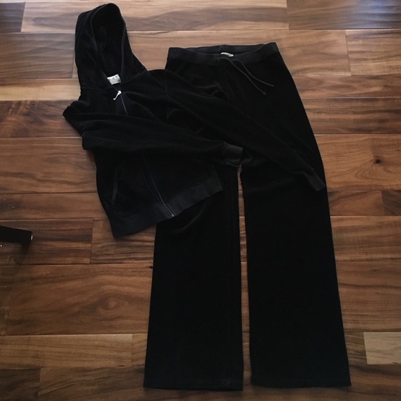 Juicy couture velour track jacket and pants-black