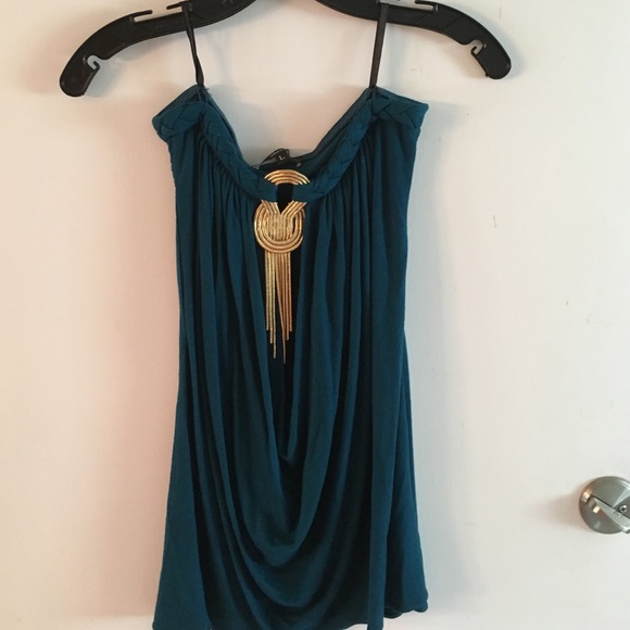 Sky teal top with gold