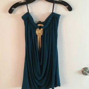 Sky teal top with gold