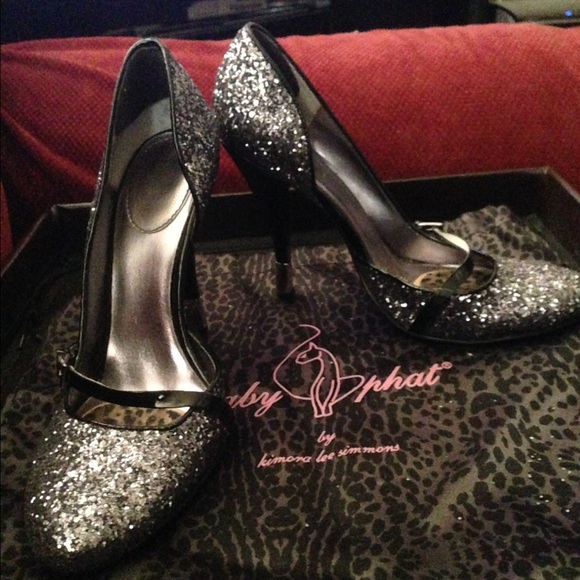 Baby Phat black glitterati Mary Jane party heels.
