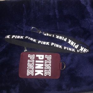 PINK maroon wallet with lanyard