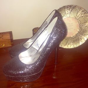 Black Glitter Heels