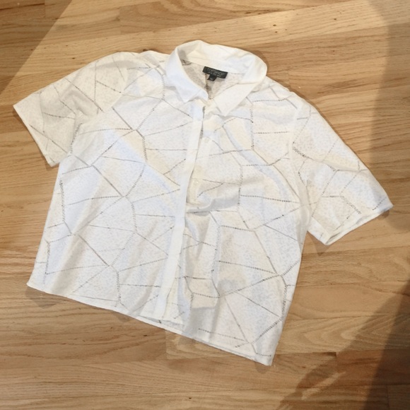 White Cotton/Lace Boxy Top