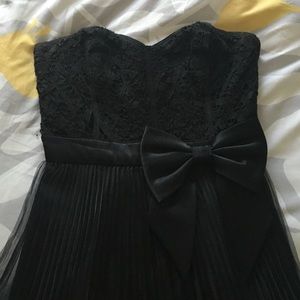 Betsey Johnson fit and flare black strapless dress