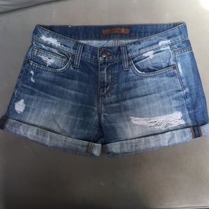 Joe's Jeans "Blanchett" distressed denim shorts.