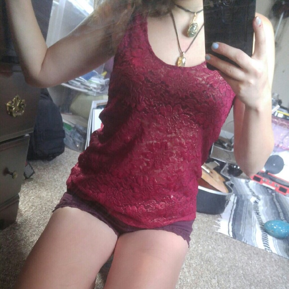 Maroon & Gold Lace Top