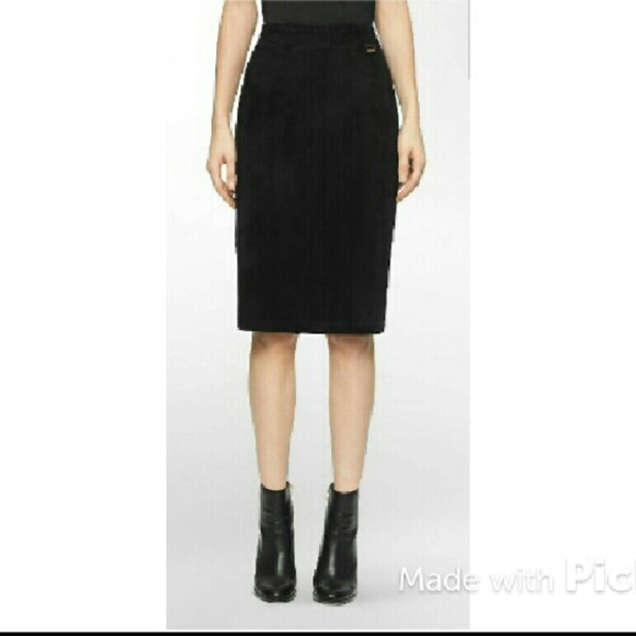 Calvin Klein Faux Suede Pencil Skirt