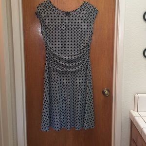 Navy Blue n White ruches dress