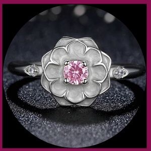 Magnolia Ring Sterling Silver and Enamel