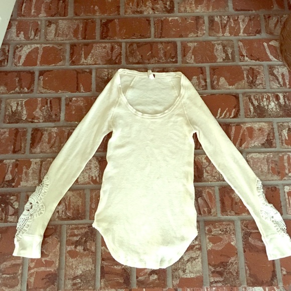 Free People thermal with crochet cuff detailing