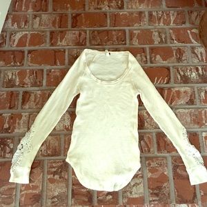 Free People thermal with crochet cuff detailing