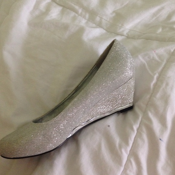 Sparkly low wedge heel