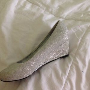 Sparkly low wedge heel