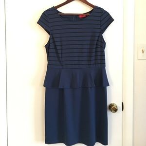 Navy and Black Striped Peplum Dress