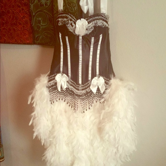 Black and white burlesque costume