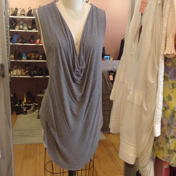 Helmut Lang grey cowl tank