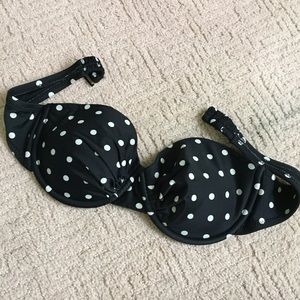 Black and white polka dot bikini top