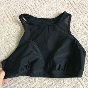 Mesh high neck bikini top