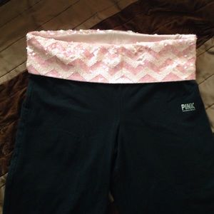 pink chevron sequin VS pink yoga pants