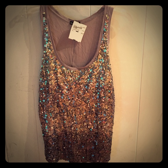 Silver Sequin Sleeveless Shirt