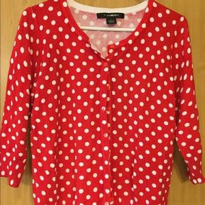 Red and white polka dotted sweater