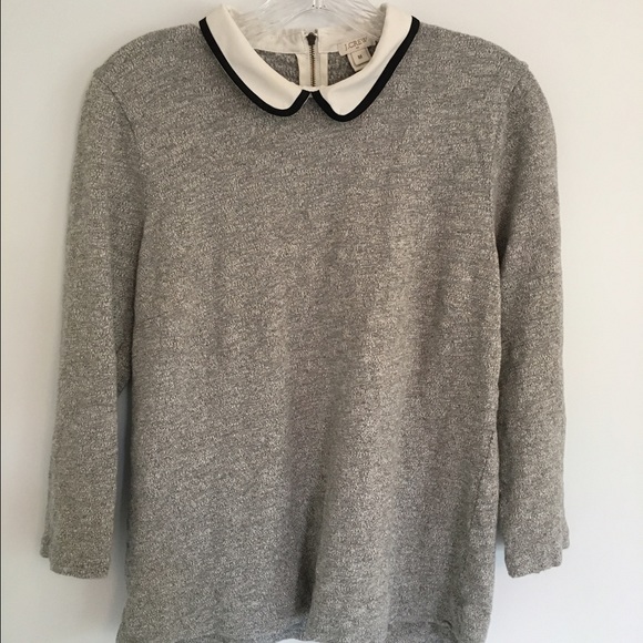 J Crew Peter Pan Collar 3 Quarter Sleeve Top