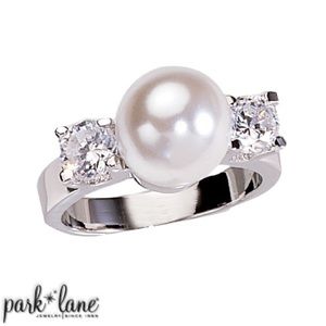 Pearl and CZ Silver Believe Ring
