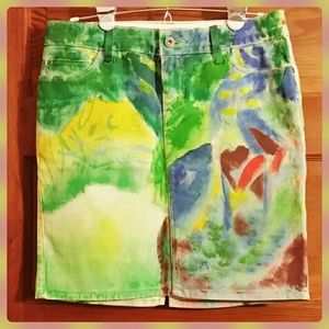 Leaf River Hand Painted Denim Skirt