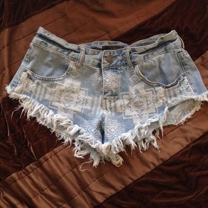 Aztec print billabong cutoff shorts