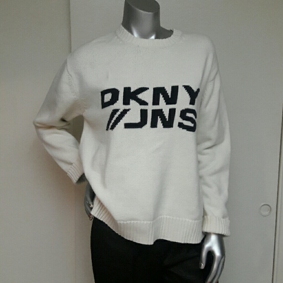 DKNY Sweaters - DKNY Jeans Cream Sweater w/ Navy Logo
