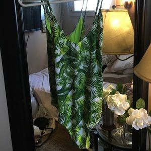 Palm tree leaf print one piece bathing suite