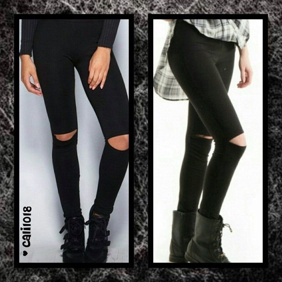 2 LEFT🆕Black Knee Out Super Cool Leggings - Picture 4 of 4