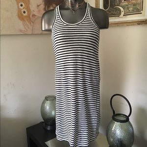 J Crew Linen Navy/White Striped Razorback Dress