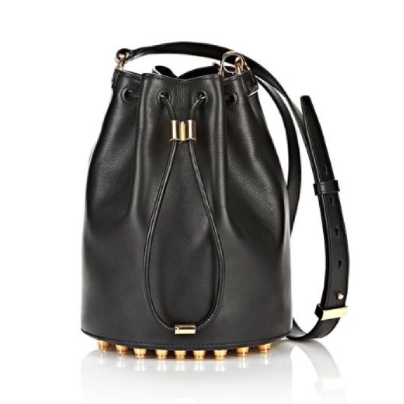 NEW ALEXANDER WANG Black Alpha Gold Studs - Picture 2 of 4