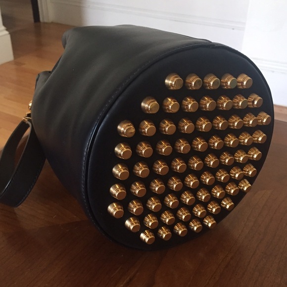 NEW ALEXANDER WANG Black Alpha Gold Studs - Picture 4 of 4