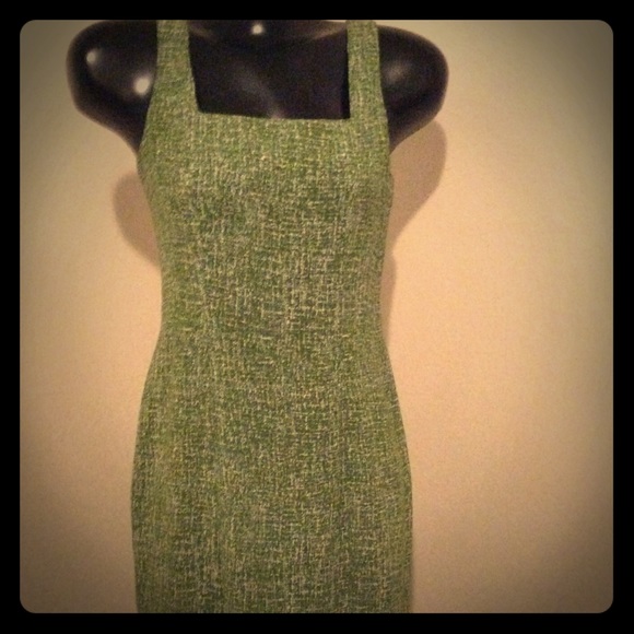 Maxi green & white printed / long w/slit on left